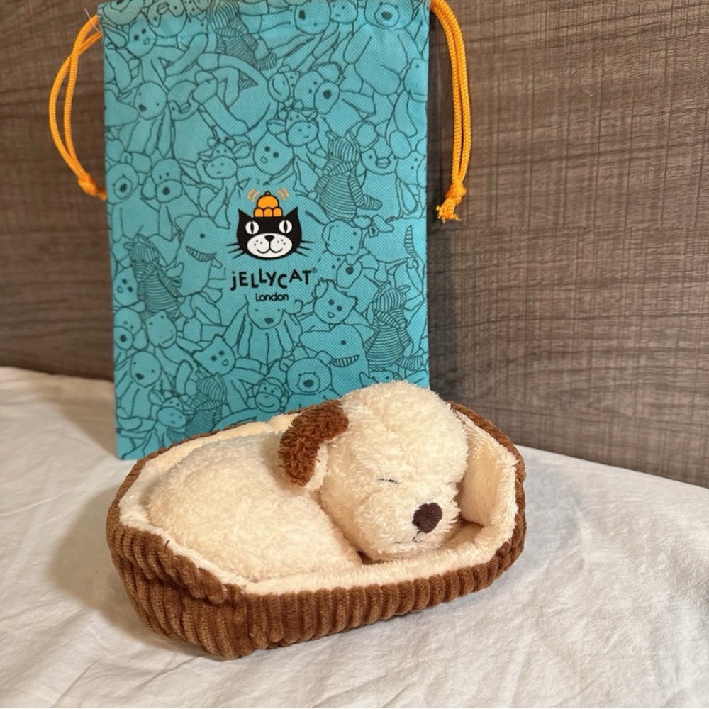 Jellycat Cream and Brown Napping Dog Plush
